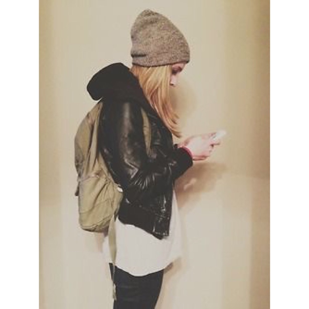 90’s Genuine Leather Black Hooded Jacket